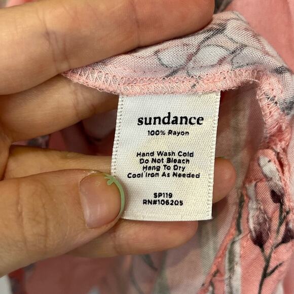 SUNDANCE Mystic Days Pintuck Pleat Popover Tunic Top Floral Rayon Pink Size XS - Picture 5 of 8
